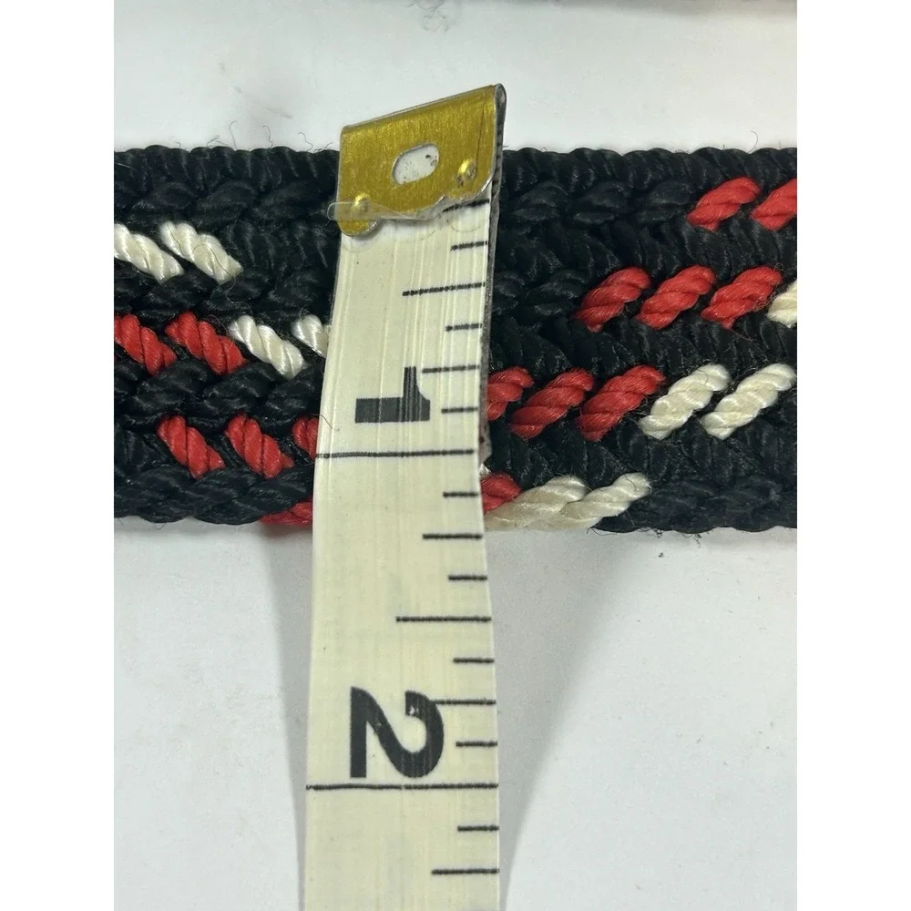 Vintage Western Corded Belt Red Black White Woven Stretch Rope Belt 48